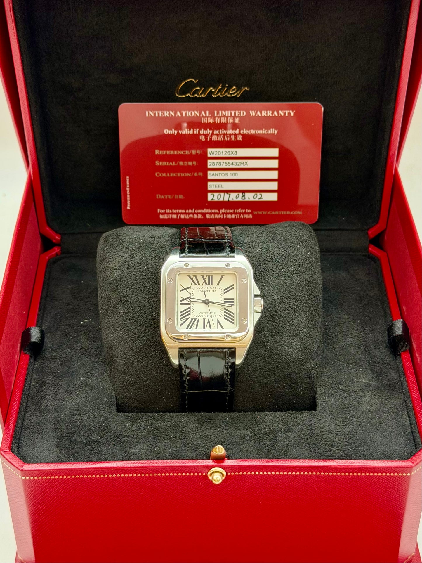 Cartier Santos 100 Medio 2878 full set 2017