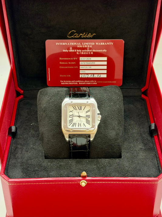 Cartier Santos 100 Medio 2878 full set 2017
